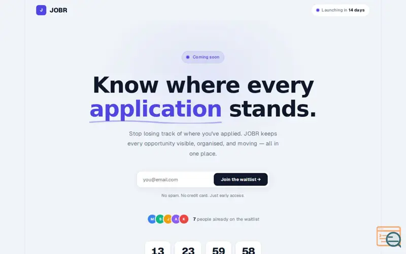 Screenshot of waitlist