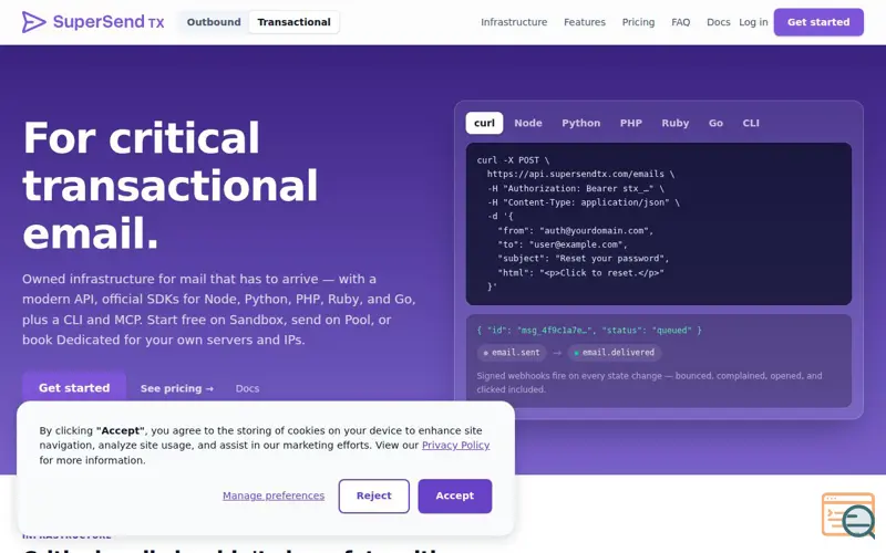 Screenshot of SuperSend TX