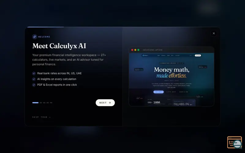 Screenshot of Calculyx AI, a launch using Bing Webmaster