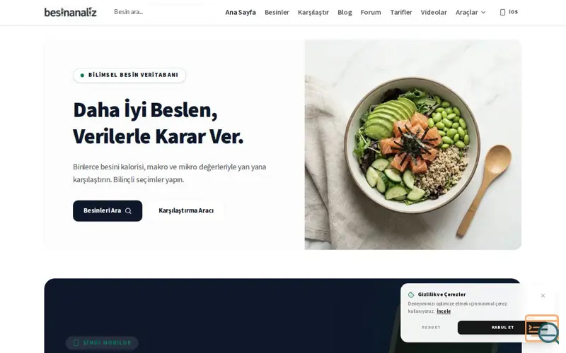 Screenshot of BesinAnaliz – Turkish Food Database