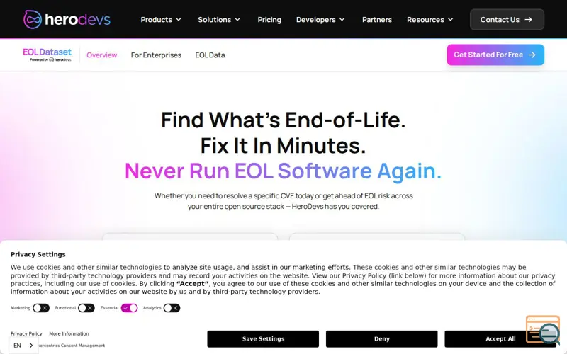 Screenshot of EOL Dataset