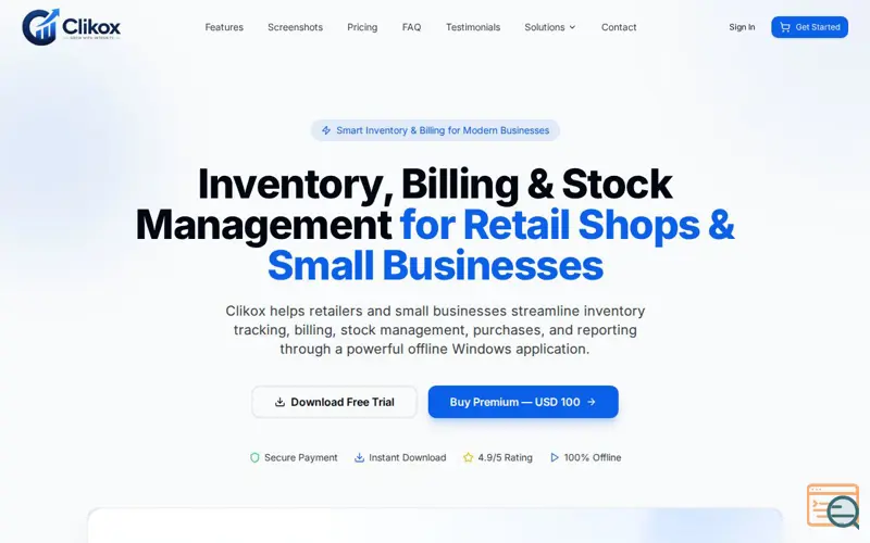 Screenshot of Clikox — Offline POS & Inventory