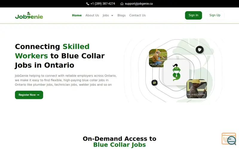 Screenshot of jobgenie