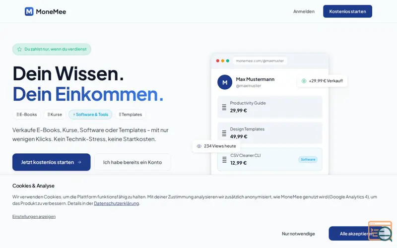 Screenshot of MoneMee
