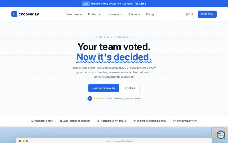 Screenshot of Chooseday, a launch using Zoom
