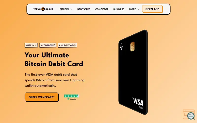 Screenshot of wavecard® – The Bitcoin Debit Card