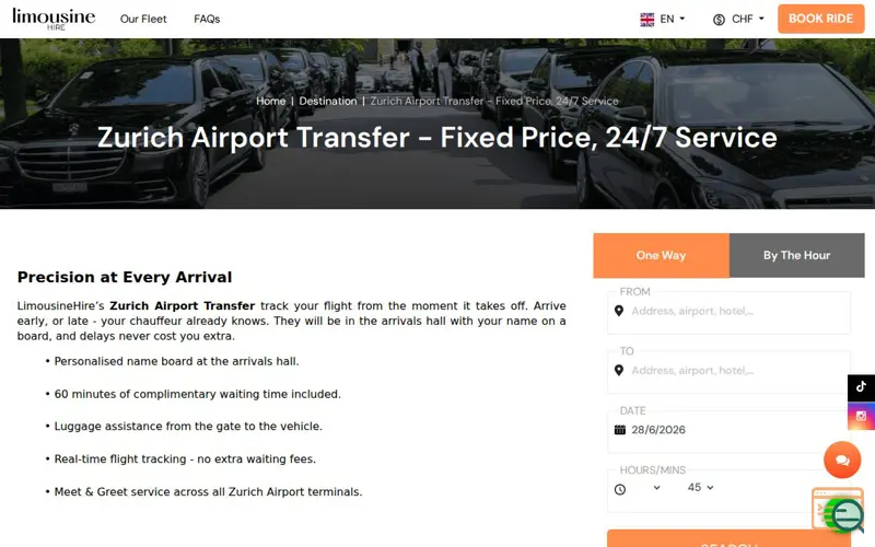 Screenshot of Limousinehire.ch