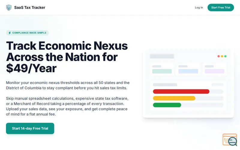 Screenshot of SaaS Tax Tracker