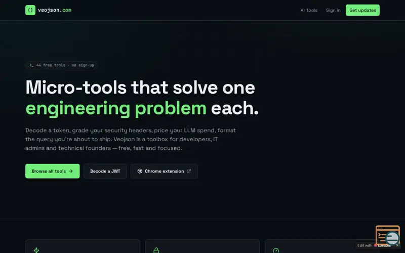 Screenshot of VeoJSON – 44+  Developer Micro-Tools