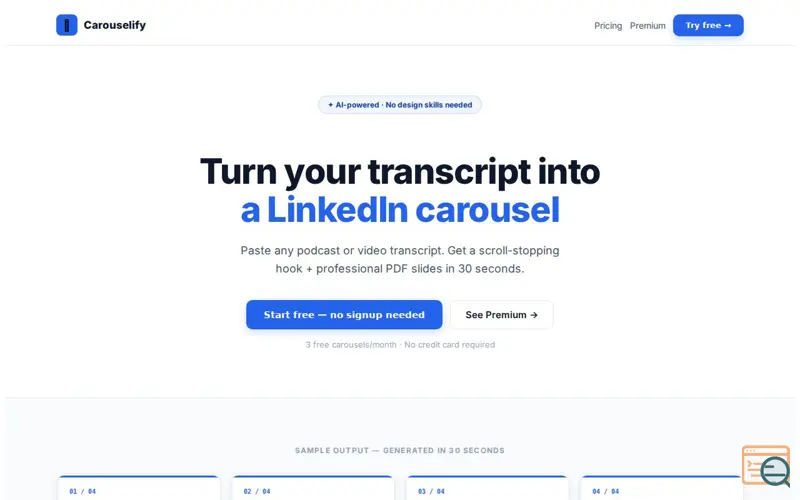 Screenshot of CarouselifyAI
