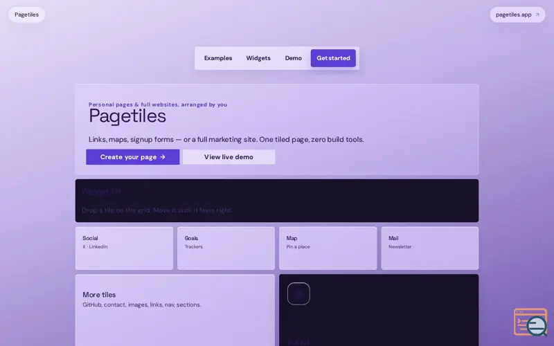 Screenshot of Pagetiles · Pagetiles