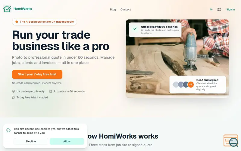 Screenshot of HomiWorks