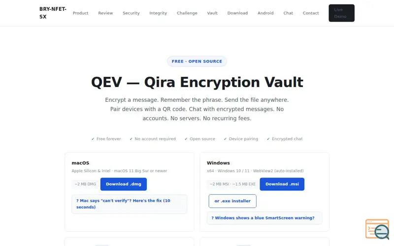 Screenshot of QEV