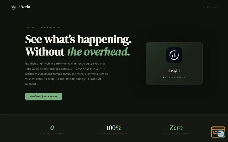 Screenshot of Insight — System Performance Monitor