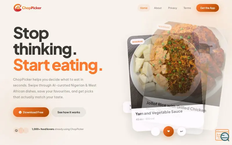 Screenshot of ChopPicker