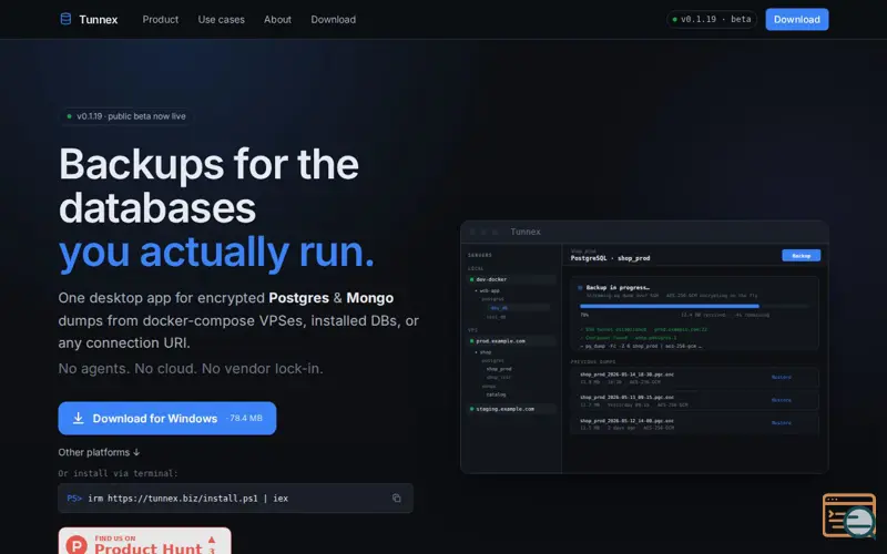 Screenshot of Tunnex