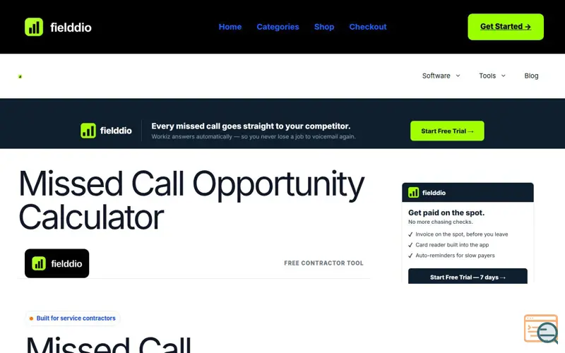 Screenshot of Missed Call Opportunity Calculator