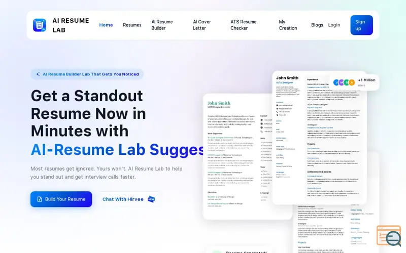 Screenshot of ai resume lab