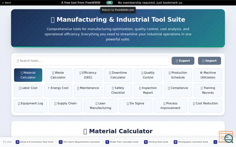 Screenshot of Manufacturing & Industrial Suite