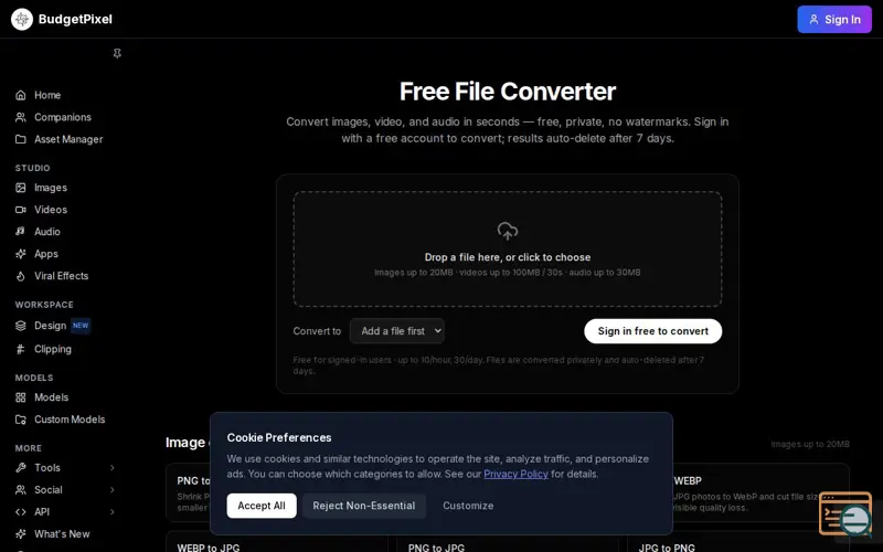 Screenshot of Free File Format Conversioin