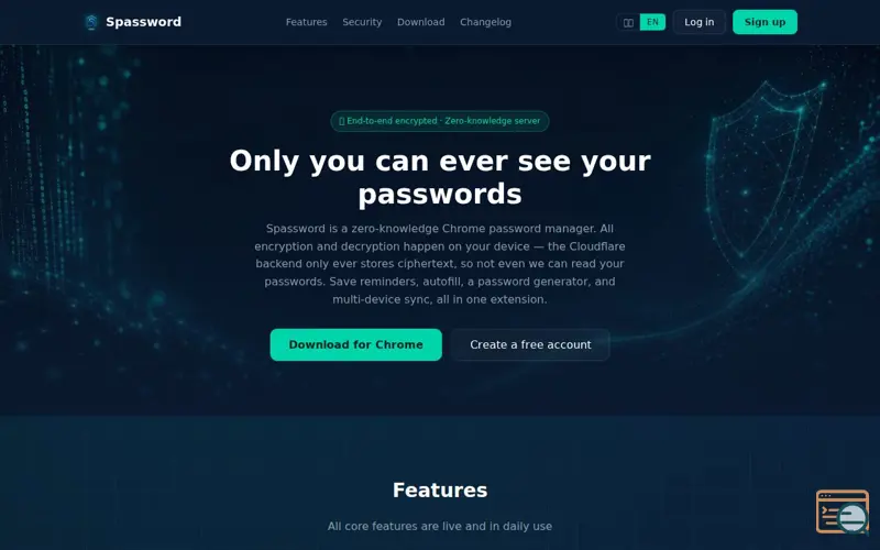 Screenshot of Spassword - password manager