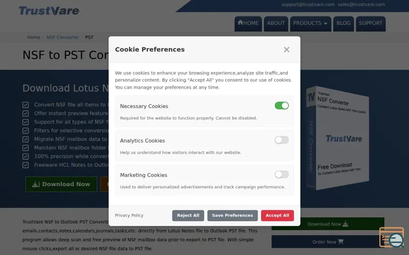 Screenshot of TrustVare NSF to PST Converter