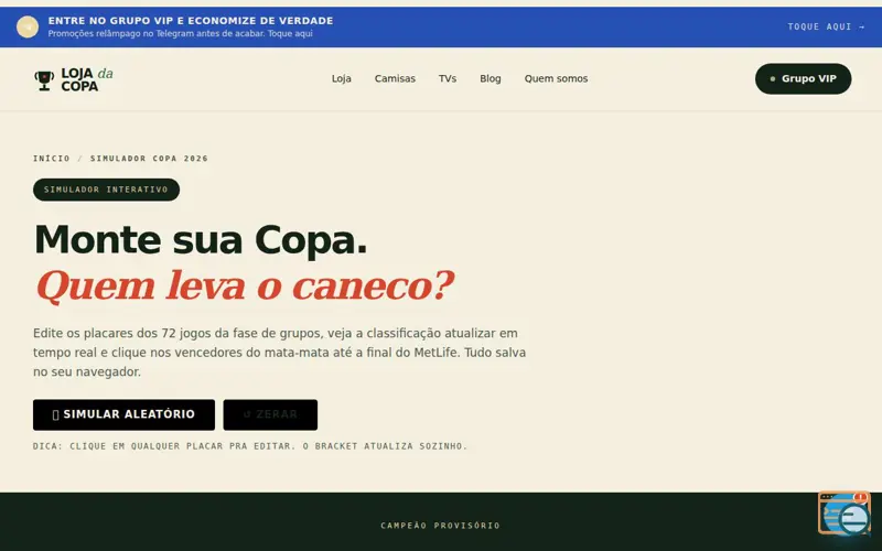 Screenshot of Simulador da Copa 2026