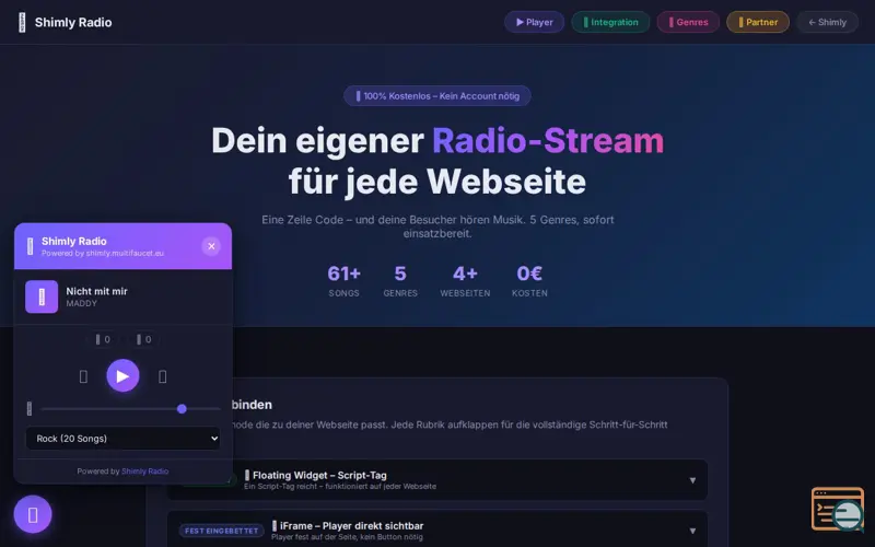 Screenshot of Shimly Radio