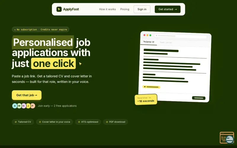 Screenshot of ApplyFast