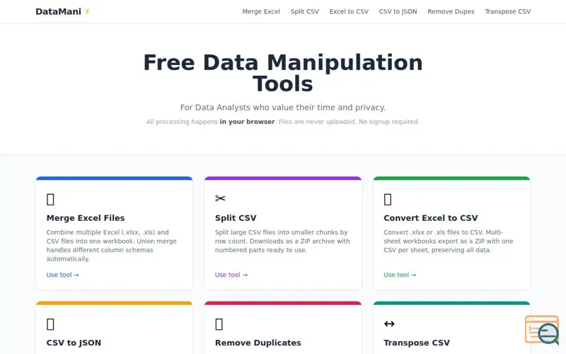 Screenshot of DataMani — Free Data Manipulation Tools
