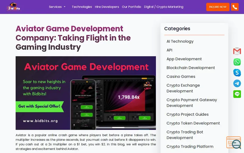 Screenshot of Aviator Game, a launch using Animate.css