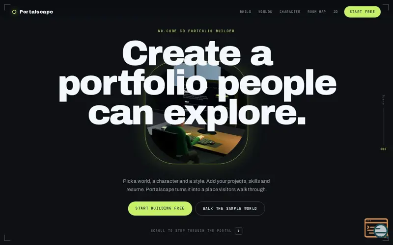 Screenshot of Portalscape — Create a portfolio people can explore