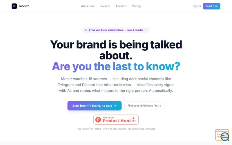 Screenshot of Monitr:Brand Monitoring SaaS Platform