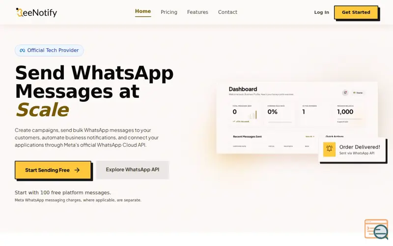 Screenshot of BeeNotify - Whatsapp API & Bulk Campaign
