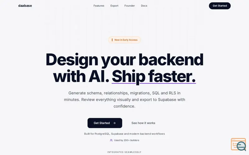 Screenshot of Design production-ready database with AI