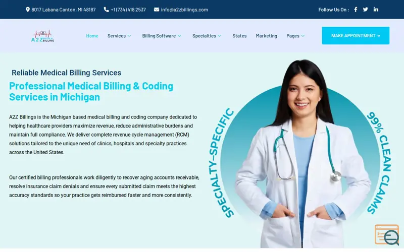 Screenshot of A2Z Precise Medical Billing Services