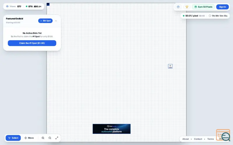 Screenshot of 1MillionPixels
