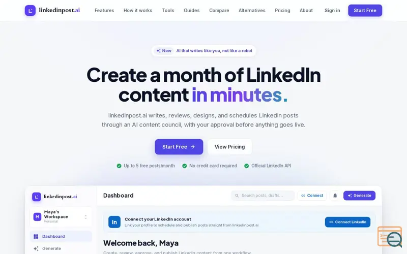 Screenshot of AI LinkedIn Post Generator That Sounds Like You