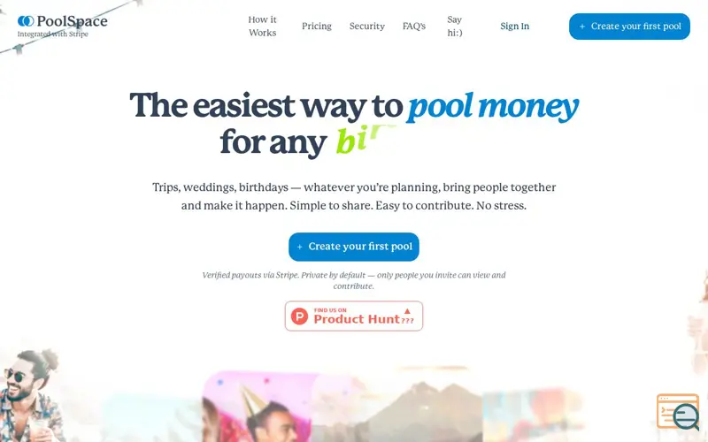 Screenshot of PoolSpace