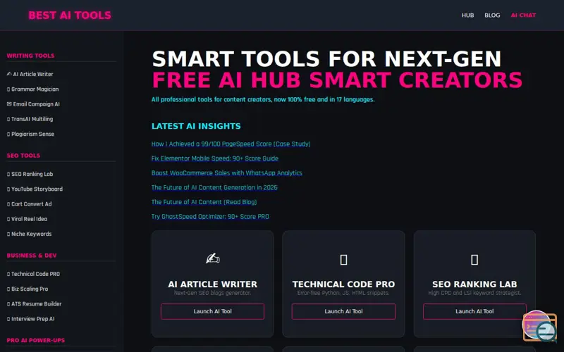 Screenshot of bestaitools.co.in
