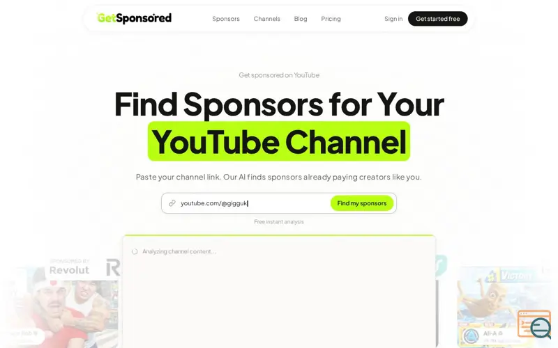 Screenshot of GetSponsored