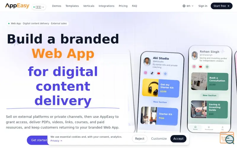 Screenshot of AppEasy