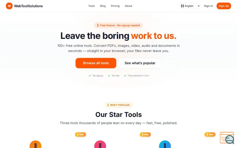 Screenshot of WebToolSolutions