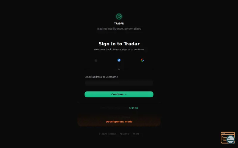 Screenshot of Tradar
