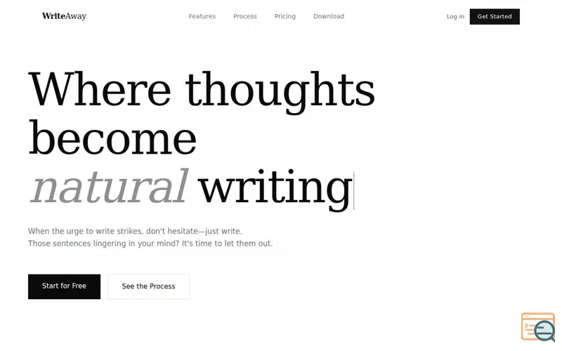 Screenshot of WriteAway