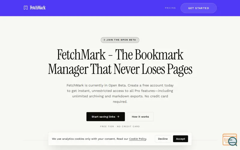 Screenshot of FetchMark