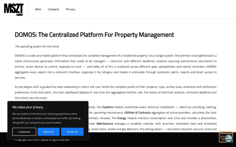 Screenshot of DOMOS