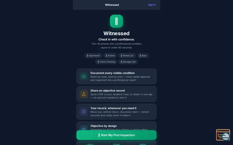 Screenshot of Witnessed