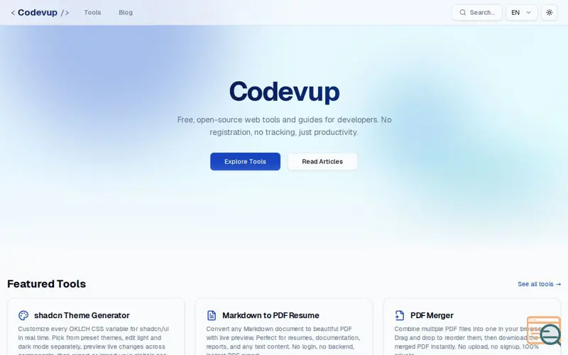 Screenshot of Codevup