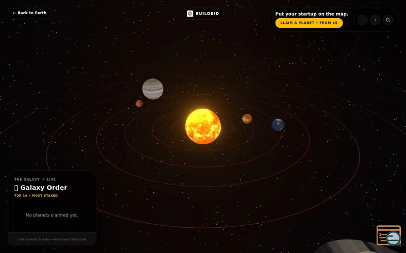 Screenshot of BuildBid Planets